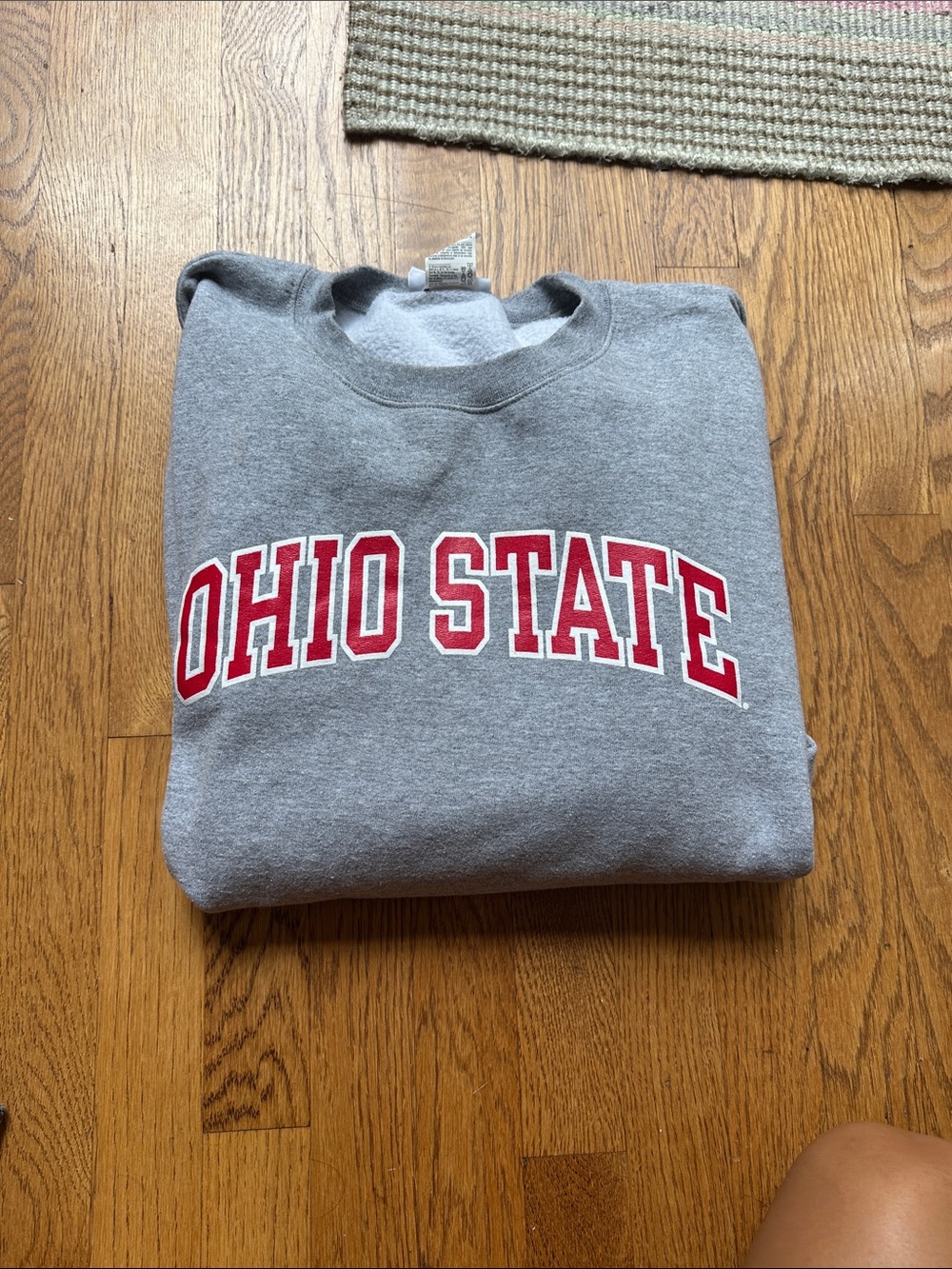 Champion Gray Crewneck Sweatshirt with Red Ohio State Arch Logo